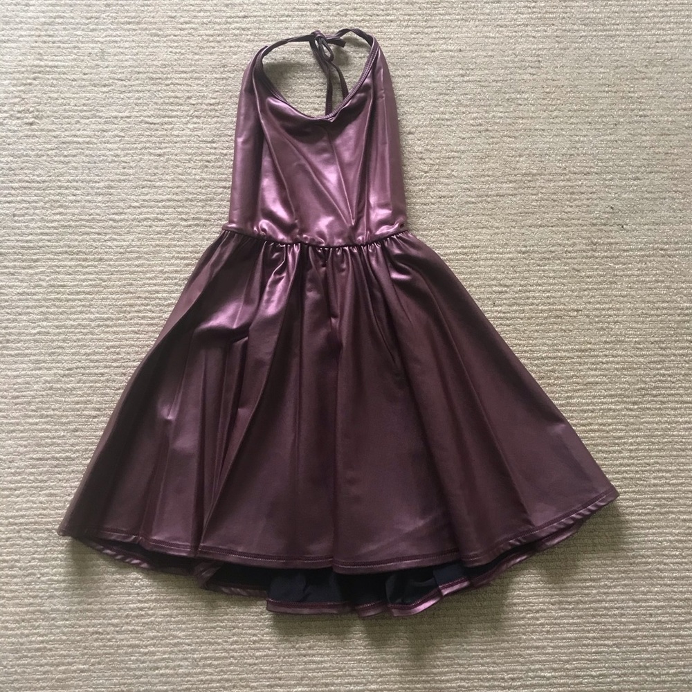 Shiny maroon/purple skater dress